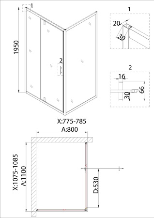 Боковая стенка Niagara Nova NG-A80 (80х195)